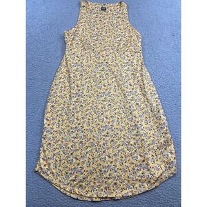PrAna Dress Womens Large Yellow Floral Sleeveless Tank Summer Casual Print